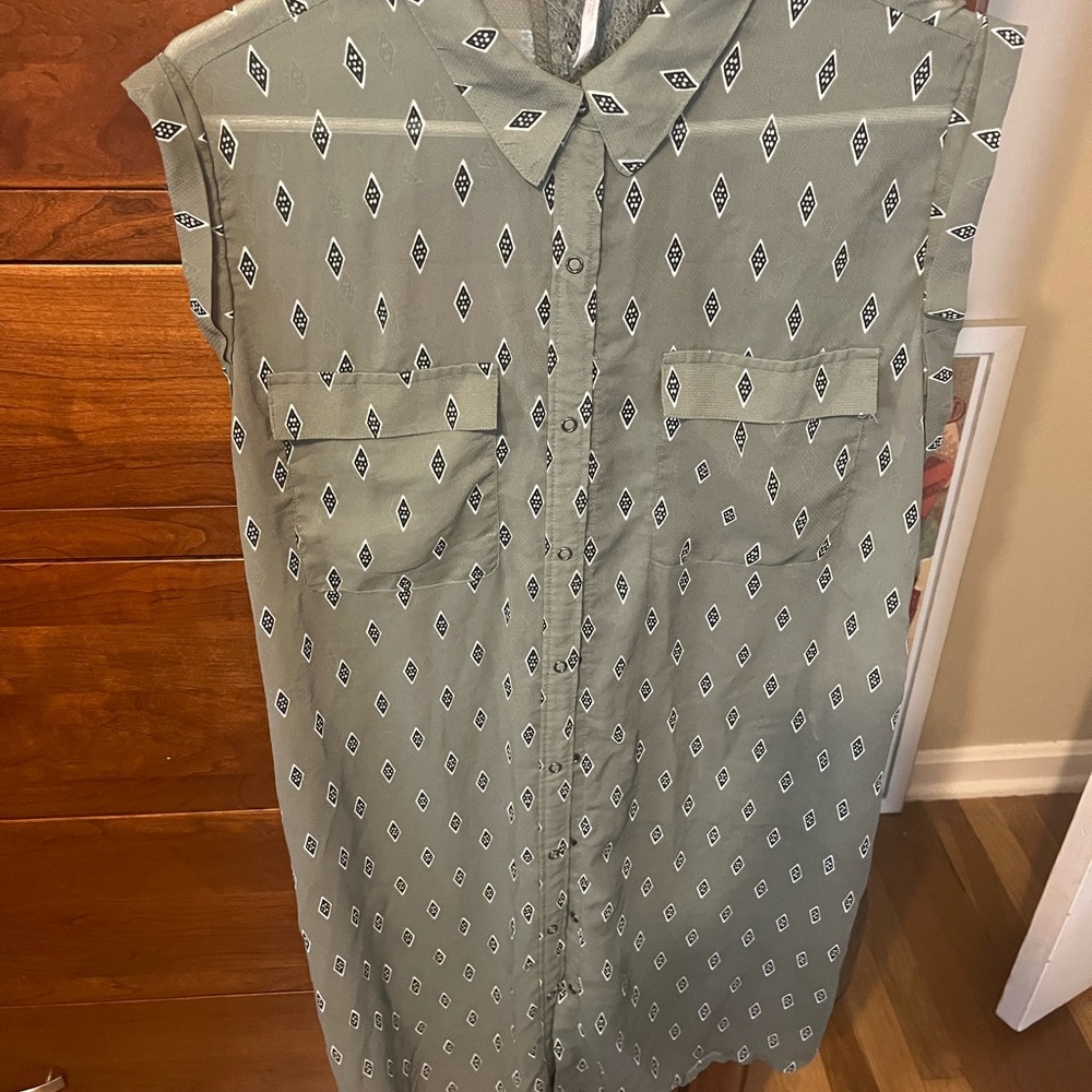 Green Patterned sheer Women's Dress